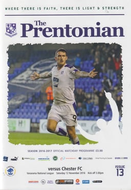 Tranmere Rovers v Chester Match Programme 2016-11-12